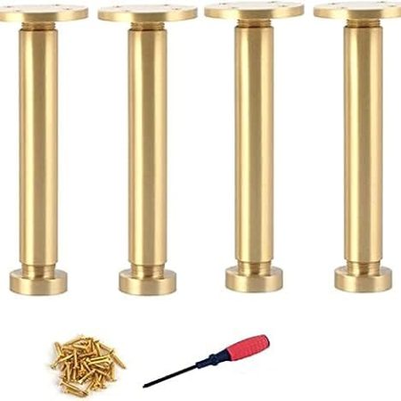 4er-Pack Möbelbeine Aus Massivem Messing, Möbelbeine Aus Metall, Verstellbare Sofa-Stützbeine, Für Schrank, Couchtisch, TV-Ständer, Badezimmerschrank, Couch, Stuhl,Gold,200 Mm/7,87 Zoll,bonny369