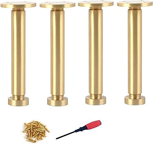 4er-Pack Möbelbeine Aus Massivem Messing, Möbelbeine Aus Metall, Verstellbare Sofa-Stützbeine, Für Schrank, Couchtisch, TV-Ständer, Badezimmerschrank, Couch, Stuhl,Gold,200 Mm/7,87 Zoll,bonny369