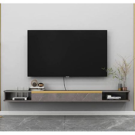 WFENG Hängender TV-Schrank,Hängeboard Wohnwand mit Schublade Scharnieren,Wasserdicht und Feuchtigkeitsbeständig,Leicht zu Reinigen/B / 140×22×16cm
