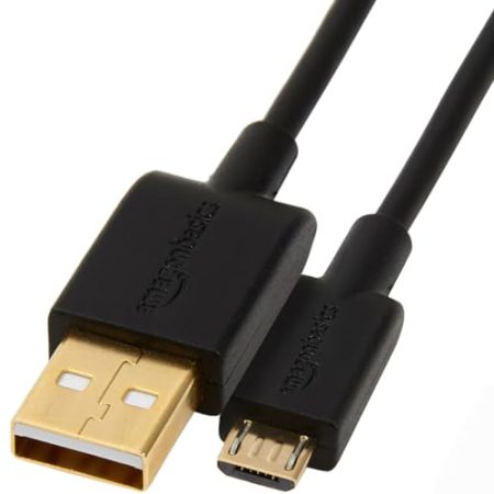 Amazon Basics USB-A auf Micro USB 2.0 Kabel, 480 Mbit/s Übertragungsgeschwindigkeit, mit vergoldeten Steckern, 3 m, Schwarz