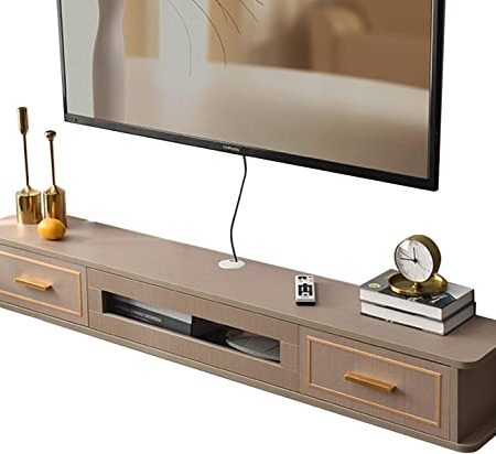Vendics Wandfernsehgerät 130Cm Wandfernsehgerät,Schwebender Fernsehständer Mit 2 Schubladen,Wohnzimmer Unterhaltungszentrum Multimedia Aufbewahrungsregal,Medienkonsole Schrank Für Unter Tv Mit Kabello