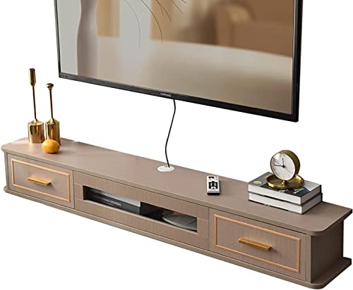 Vendics Wandfernsehgerät 130Cm Wandfernsehgerät,Schwebender Fernsehständer Mit 2 Schubladen,Wohnzimmer Unterhaltungszentrum Multimedia Aufbewahrungsregal,Medienkonsole Schrank Für Unter Tv Mit Kabello