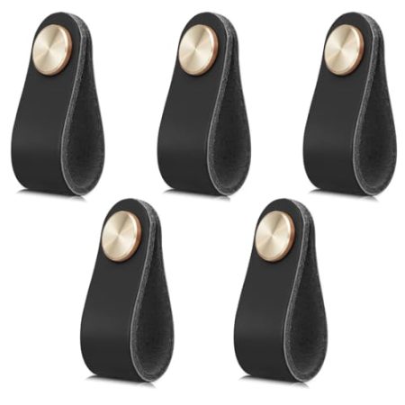 VIVIIHOO 5 Stück Ledergriffe für Möbel -Handgemachte Schrankgriffe Ledergriffe Möbelgriffe für Küchenschränke und Kleiderschrank, inkl. Schrauben