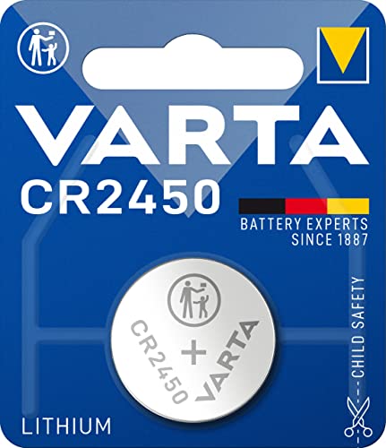 VARTA Batterien Knopfzelle CR2450, 1 Stück, Lithium Coin, 3V, kindersichere Verpackung, für elektronische Kleingeräte - Autoschlüssel, Fernbedienungen, Waagen