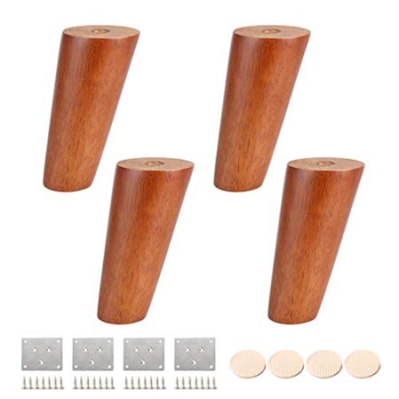 WYRMB Massivholz-Möbelbeine, Couchtischbeine, neigbare, konische Sofabeine, DIY-Ersatzbeine für Couch/Schrank/DIY-Schreibtisch/TV-Schrank/Nachttisch, mit Zubehör, 4er-Set (12 cm)