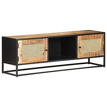 AJSEOYBS TV-Tisch,Tv Kommode,Tv Schranktv-Schrank 120x30x40 cm Raues Mangoholz Und Wiener Geflechtgeeignet Geeignet für Arbeitszimmer, Wohnzimmer, Schlafzimmer und Empfangsräume