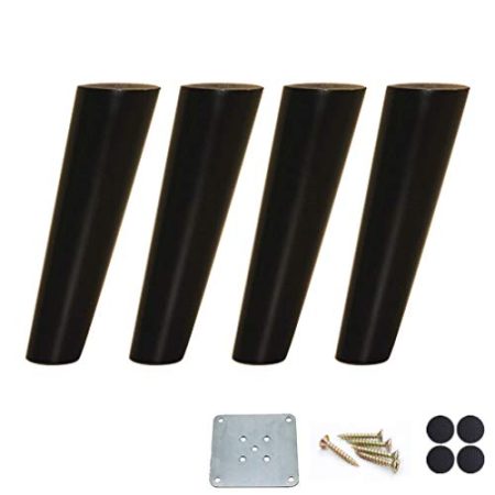 WYRMB Möbelbeine aus massivem Eichenholz, neigbare, konische Sofabeine, DIY-Ersatzbeine für Couchtisch/Couch/Schrank/TV-Schrank/Nachttisch, mit Zubehör, Schwarz, 4er-Set (Schwarz 20 cm/7,9 Zoll)
