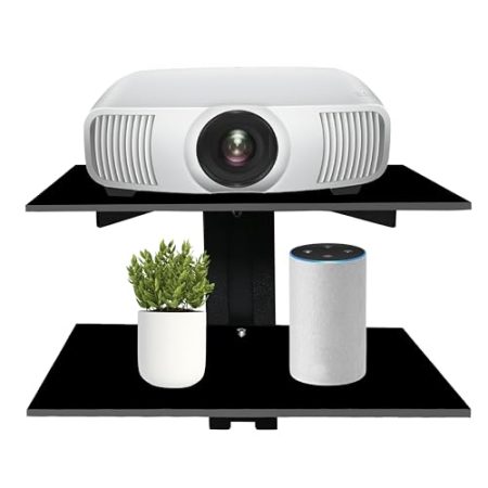 FEBTECH - Projektorregal für die Wand - Wandregal - Schweberegal für Fernseher, DVD-Player, Spielekonsolen, Kabelboxen, TV-Zubehör, 2 Regale, schwarz
