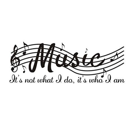 Wandtattoo mit Musiknoten und Sprüchen, Wandtattoo aus Vinyl, Art Wandbild Tapete für Büro, Schlafzimmer, Fitnessstudio, Arbeitszimmer und andere Dekorationen.