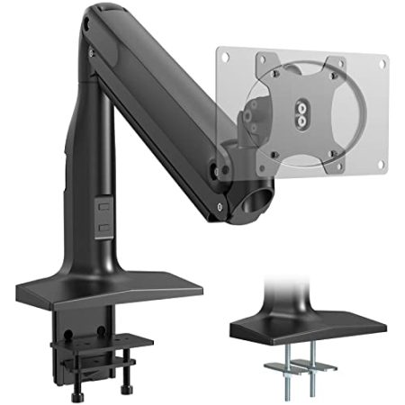 WORLDLIFT Monitor Halterung, Aluminum Gasdruckfeder Monitorhalter Tischhalterung für EIN 17"-43" LED LCD Bildschirm Schwenkbare Neigbare Höhenverstellbar, Wiegt 0-18kg VESA 75/100/ 200x100mm