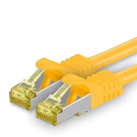 1aTTack.de Cat.7 Netzwerkkabel 5m Gelb 1 Stück Cat7 Ethernetkabel Netzwerk LAN Kabel Rohkabel 10 Gb s SFTP PIMF LSZH Set Patchkabel mit Rj 45 Stecker Cat.6a