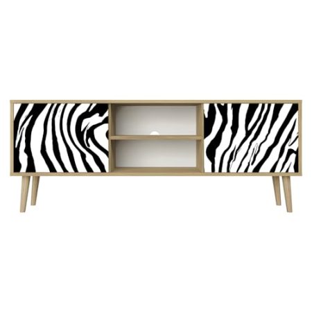 Healancy Biomedical TV Schrank mit Türen - Kommode - Fernsehschrank - Lowboard - Fernsehtisch - Wohnzimmer Möbel - Board mit Stauraum - Tisch - Sideboard - Fernsehrregal Riva-Eiche