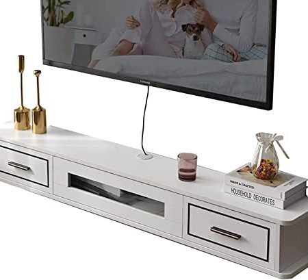 Vendics Wandfernsehgerät 130Cm Wandfernsehgerät,Schwebender Fernsehständer Mit 2 Schubladen,Wohnzimmer Unterhaltungszentrum Multimedia Aufbewahrungsregal,Medienkonsole Schrank Für Unter Tv Mit Kabello