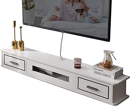 Vendics Wandfernsehgerät 130Cm Wandfernsehgerät,Schwebender Fernsehständer Mit 2 Schubladen,Wohnzimmer Unterhaltungszentrum Multimedia Aufbewahrungsregal,Medienkonsole Schrank Für Unter Tv Mit Kabello