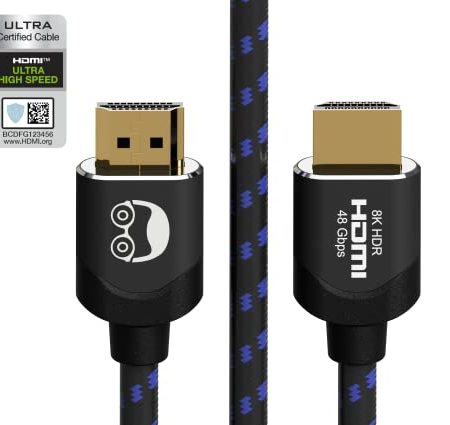 8K HDMI Kabel (1 Meter) 2.1 ULTRA High Speed Zertifiziert - BIO Verpackung - HD Hochgeschwindigkeit 48Gbit/s 8K@60hz 4K@120hz eARC HDR10 Dolby Kompatibel mit PS5 Xbox Serie X Fire TV Monitor Fernseher
