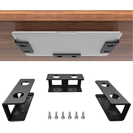 IFCASE Laptop-Halterung für unter dem Schreibtisch, Metall, für Laptop, Mac Mini, MacBook, Tastatur mit kratzfestem Silikon (schwarz)