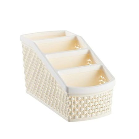 Fernbedienungshalter mit 4 Fächern, kompakter Schreibtisch-Organizer für Make-up, TV-Fernbedienung, Organizer für Nachttisch/Bürotisch, Schreibtisch-Organizer