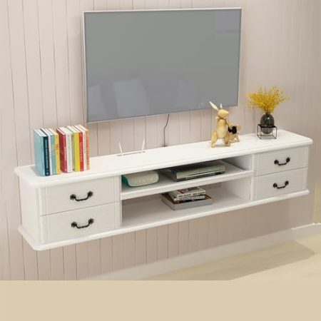 XRRJFYH Lowboard Holz TV Board Hängend TV Schrank TV Bank Fernsehschrank TV Table Fernseher Schrank TV Tisch Fernsehtisch (Color : Wit, Size : 140cm/55in)