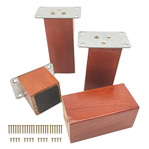 JFUNANQH Sofabeine, 4 Stück, Holzmöbelteile, quadratische Möbelbeine aus Holz, Ersatzbeine aus Eiche, erhöht die Höhe von Betten, Sofas, Schränken, Couch, Kommode, Sessel, Füße, mit Zubehör