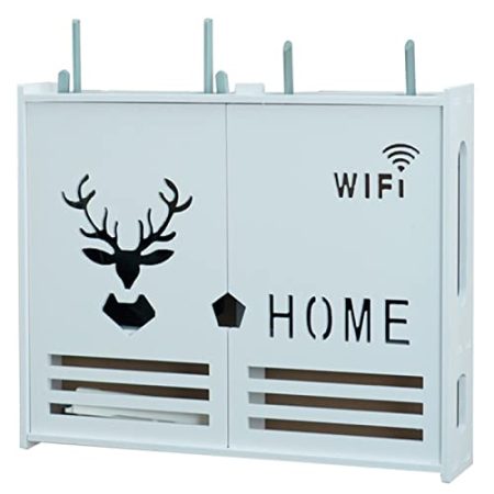 Fodalob 2-lagige Router-Aufbewahrungsbox, Wandhalterung, WLAN-Router-Ständer unter schwimmender TV-Regalhalterung for TV-Zubehör, WLAN-Router, TV-Box, Set-Top-Box (Size : 58x9.5x48cm)