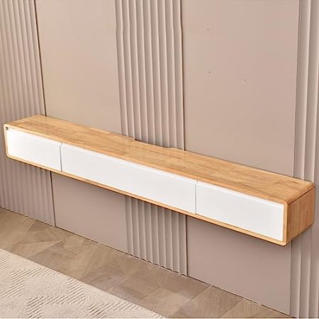 YUZDNM Schwimmender Tv Schrank - Tv Lowboard Hängend - 140 cm Schwebender TV-Ständer Aus Massivholz, Wandmontierte Medienkonsole Für Entertainment-Center, Moderner TV-Ständer, TV-Lowboard(A)
