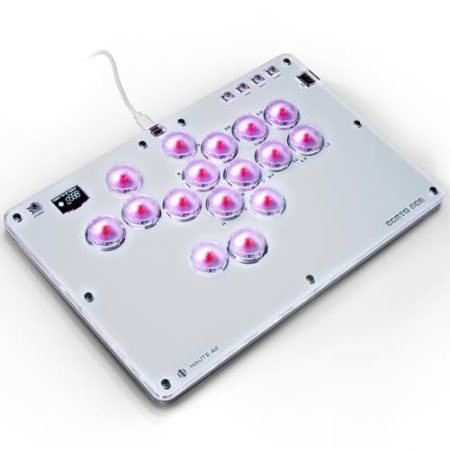 Arcade Stick, T16 Arcade Controller mit Turbo und benutzerdefiniertem RGB, Arcade Fight Stick für Switch/PC/PS4/PS3, unterstützt Hot-Swap und SOCD (T16)