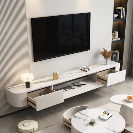 XDCXYD Schwebender TV-Ständer Lagerregale Media Control Center An Der Wand Montierter TV-Schrank Mit Kabellöchern Auf Der Rückseite Für Das Wohnzimmer Diele & Flur(140 * 20 * 24CM)
