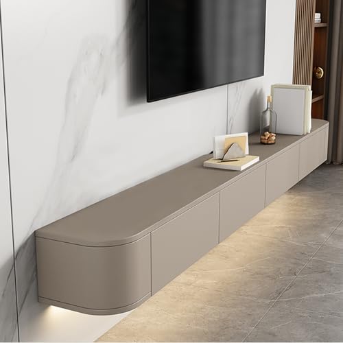 HYANXUE Schwebender TV-Ständer, Wandmontierte TV-Regale Mit Tür, TV-Medienkonsole, Schwebender TV-Schrank, Große TV-Bank Mit Stauraum Unter Dem Fernseher(Khaki,200CM/78.7")