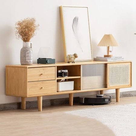 ZDMZR Lowboard Wohnzimmer, Tv Schrank Holz, Bauernhaus TV Ständer, Entertainment Center mit Stauraum, Medienkonsole for Das Wohnzimmer (Size : 140cm/55in)