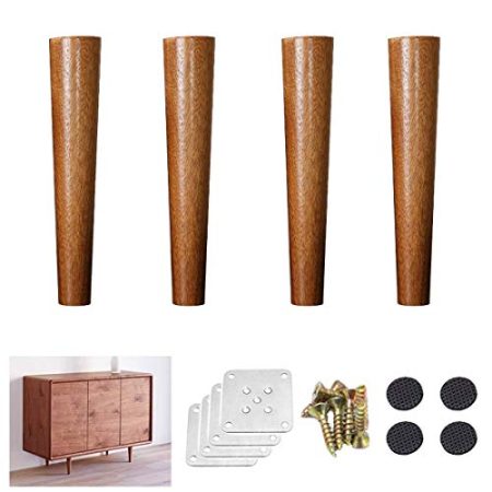 4 Stück Massivholzmöbelbeine, konische Tischbeine, Ersatz-TV-Schrankbeine Stehende Füße, Holzbett-Riser, für Sofa Couch Ottoman Dresser, mit Hardware-Zubehör (Sapele-Holz 20 cm)