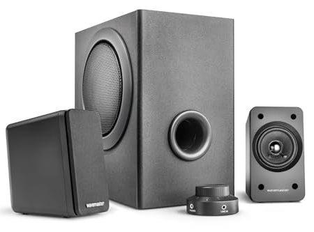 wavemaster MX3+ 2.1 Lautsprecher System (50 Watt) Aktiv-Boxen für TV/Tablet/Smartphone/PC schwarz (66503)
