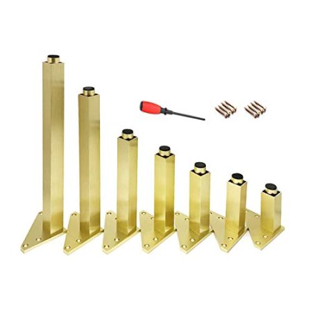 4PCS Heavy Duty Metall Tischbeine, DIY Tischfüße Einstellbar, Möbelfüße Antioxidant, für Betten, Schreibtische, Bäder, mit Zubehör, Stabil und sicher, starke Tragfähigkeit Schrankfüße (Gold 30cm/12in
