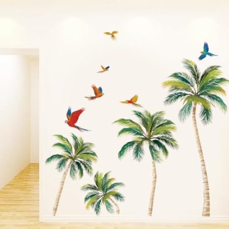 Wandtattoo Palme Baum Groß Boho Wandaufkleber Tropische Pflanzen Palme Wandsticker Wanddeko für Fenster Schlafzimmer Wohnzimmer TV Hintergrund