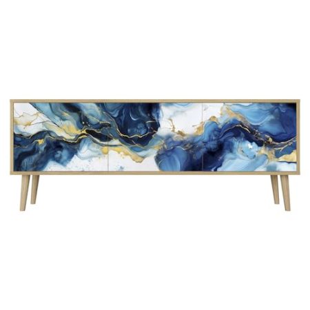 Healancy Biomedical TV Schrank mit Türen - Kommode - Fernsehschrank - Lowboard - Fernsehtisch - Wohnzimmer Möbel - Board mit Stauraum - Tisch - Sideboard - Fernsehrregal Riva-Eiche