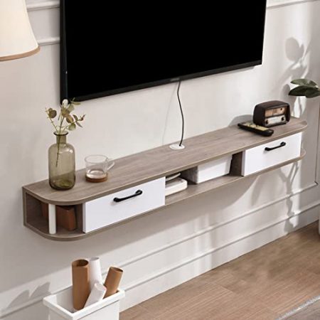 TV Board HäNgend HäNgeschrank,Holzwandmontierte Tv-SchräNke Mit KabelfüHrungsloch, Kleines Apartment Schlafzimmer HäNgender Tv-Schrank/gray / 150cm