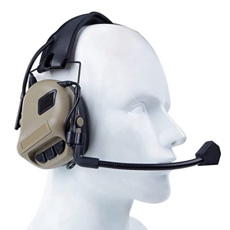 Yunseity Militär-Headset, Einziehbare Gaming-Jagdkopfhörer mit Mikrofon, ohne Geräuschunterdrückungsfunktion, für Militärfunk-Walkie-Talkie