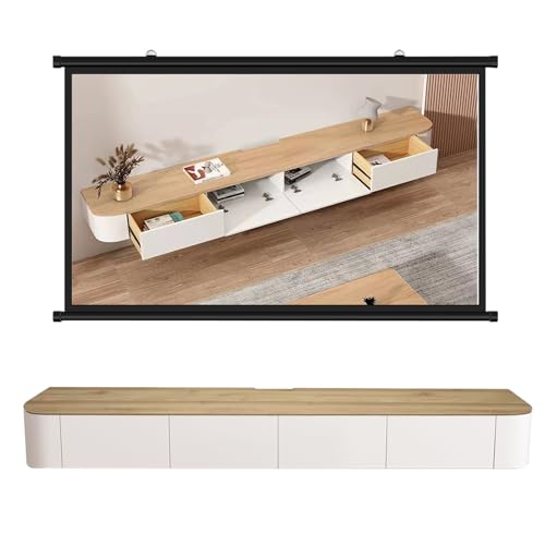 HYANXUE Schwebender TV-Ständer aus Massivholz, Hochglanz-TV-Schrank, schwebende Regale mit Tür, moderne Unterhaltungs-Medienkonsole, großer Stauraum, TV-Bank (Holz, 160 cm)