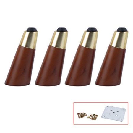 WYRMB Set mit 4 Massivholz-Möbelbeinen, geneigten, konischen Couchtischfüßen, Ersatzbeinen für TV-Schränke/Sofas, Sitze/Schränke, Kupfersets, Walnussfarbe, mit Zubehör (12 cm/4,7 Zoll)