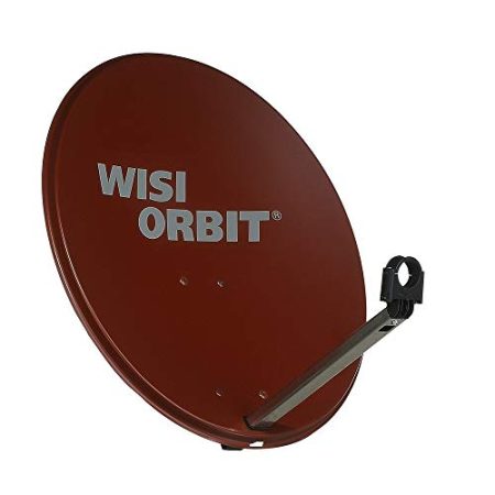 WISI Orbit Line Satelliten Offset-Antenne OA36I in Rotbraun – 60cm Reflektor mit 40mm LNB-Halterung, Feedarm und Mastschellen – Komplette Sat Antenne mit Montagezubehör
