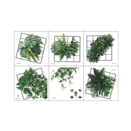 6 Blatt simulierte 3D-Wandaufkleber, Dekoration, lebendige Aufkleber, Pflanzen, Aufkleber, grünes Gitter, Wandblätter, Wand F9W2 Dekor