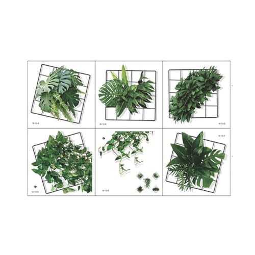 6 Blatt simulierte 3D-Wandaufkleber, Dekoration, lebendige Aufkleber, Pflanzen, Aufkleber, grünes Gitter, Wandblätter, Wand F9W2 Dekor