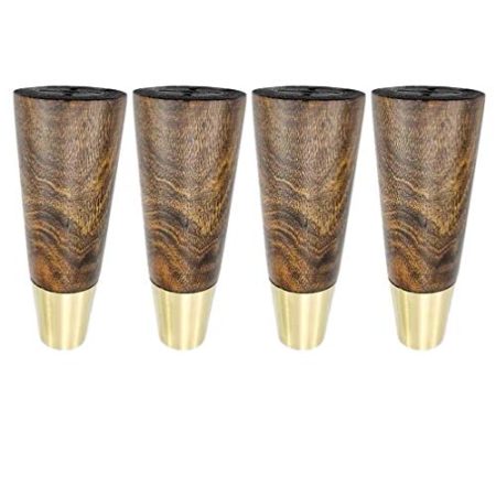 WYRMB Massivholz-Gummiholz-Möbelbeine, konische Sofa-/Couchtischbeine, Ersatzbeine für TV-Schrank/DIY-Möbelprojekt, Kupfer-Sets, mit Zubehör, 4er-Set (4,7 Zoll/12 cm)
