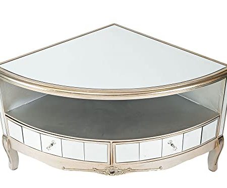 TV Eckschrank HiFi Schrank verglast Medienschrank Eck Sideboard Silber Wohnzimmer 110cm vic533 Palazzo Exklusiv