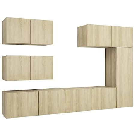 Hovothy TV-Schränke 6 STK. Wandschränke Modernen Schrankset TV-Konsole Fernsehschrank Medienschrank für Wohnzimmer oder Schlafzimmer Elegantes und Klassisches Design TV-Möbel Sonoma-Eiche