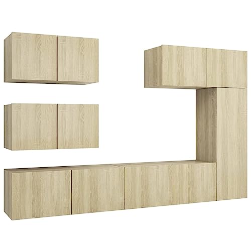 Hovothy TV-Schränke 6 STK. Wandschränke Modernen Schrankset TV-Konsole Fernsehschrank Medienschrank für Wohnzimmer oder Schlafzimmer Elegantes und Klassisches Design TV-Möbel Sonoma-Eiche