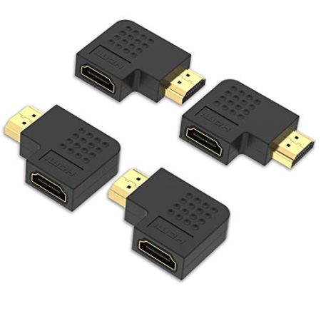 VCE 4 Stück HDMI Winkeladapter HDMI Winkelstecker 90 Grad und 270 Grad Adapter 4K HDMI Winkel Stecker auf Buchse Adapter Verlängerung Vergoldete