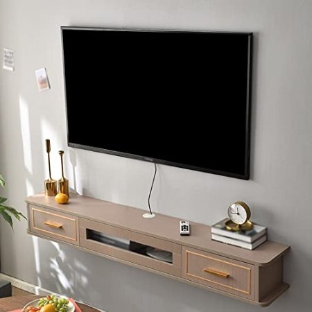 TV Board HäNgend, Projektoren Und Spielkonsolen Holzwand-Tv-SchräNke, Geeignet FüR Wohnzimmer-UnterhaltungsräUme/Coffee / 130cm