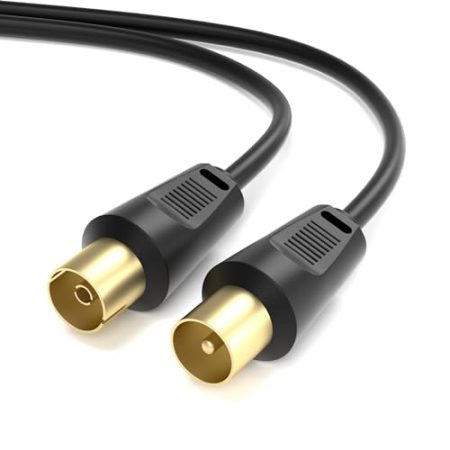 JAMEGA – 3m Antennenkabel Schwarz HDTV Full HD 135db 75 Ohm | Koaxialkabel 4K UHD Koax Stecker > Koax Kupplung TV, HDTV, Radio, Kabelfernsehen DVB-T, DVB-C, DVB-S, DVB-S2, UKW, DAB, DAB+