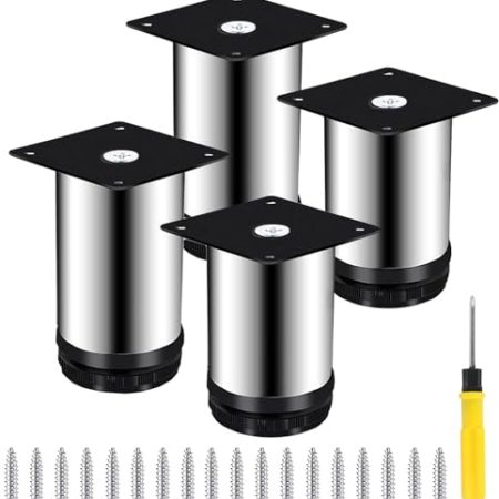 4 Stück Edelstahl-Möbelbeine, Sofa-Beine, runde Schrankfüße, Möbel-Hardware-Zubehör, mit Schrauben, Schrank-Couchtisch-TV-Ständer-Beine, Metall-Möbelfüße, schwarz (Größe: 5 cm).