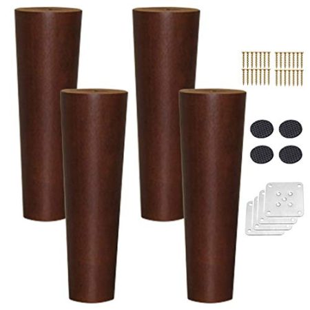 JFUNANQH Sofabeine aus Massivholz, Ersatzfüße für Holzmöbel, Stützbeine für Schränke in Walnussfarbe, für Moderne Couchtische, Restaurants, Küchen, TV-Schränke, mit Zubehör, 4 Stück (vertik